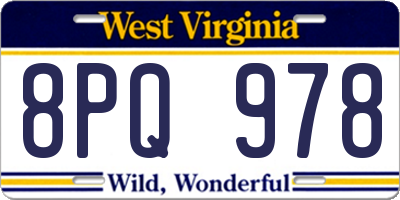 WV license plate 8PQ978