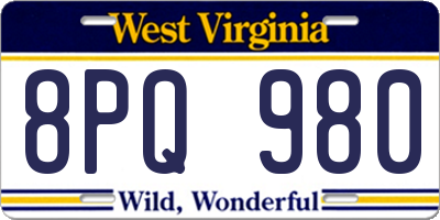 WV license plate 8PQ980