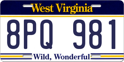 WV license plate 8PQ981