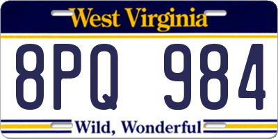 WV license plate 8PQ984