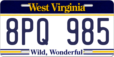 WV license plate 8PQ985