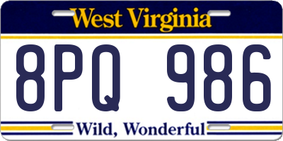 WV license plate 8PQ986