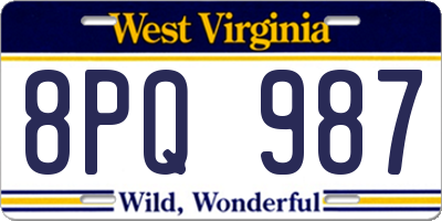 WV license plate 8PQ987