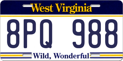 WV license plate 8PQ988