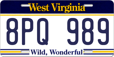 WV license plate 8PQ989