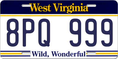 WV license plate 8PQ999