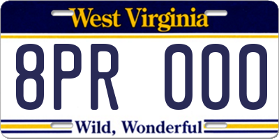 WV license plate 8PR000