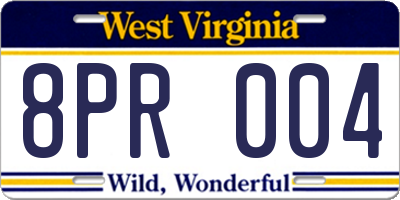 WV license plate 8PR004