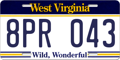 WV license plate 8PR043