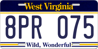 WV license plate 8PR075