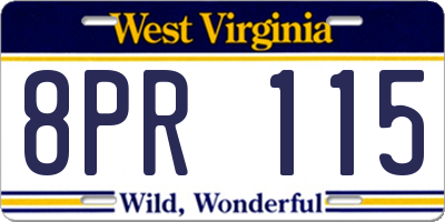 WV license plate 8PR115