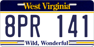 WV license plate 8PR141