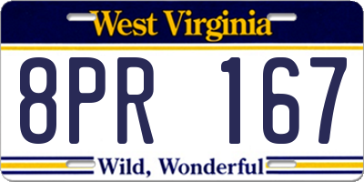 WV license plate 8PR167