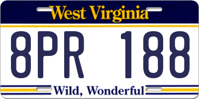 WV license plate 8PR188
