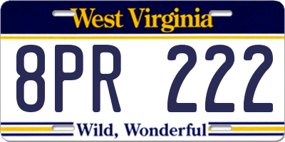 WV license plate 8PR222