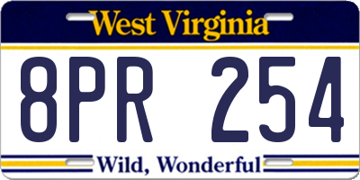 WV license plate 8PR254