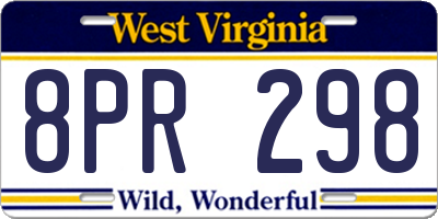 WV license plate 8PR298
