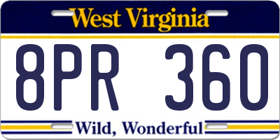 WV license plate 8PR360