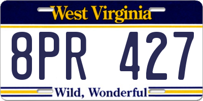 WV license plate 8PR427
