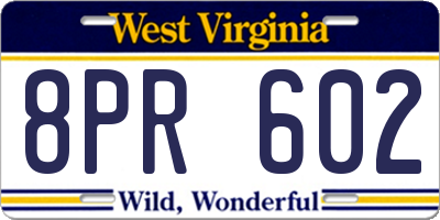 WV license plate 8PR602
