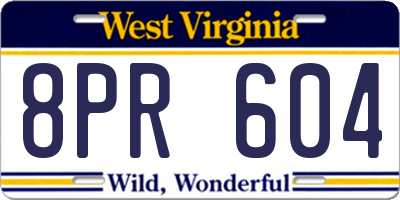 WV license plate 8PR604