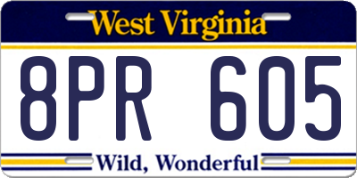 WV license plate 8PR605