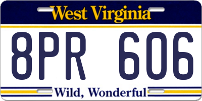 WV license plate 8PR606