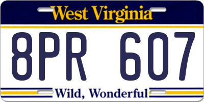 WV license plate 8PR607
