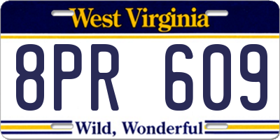 WV license plate 8PR609