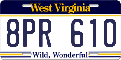 WV license plate 8PR610