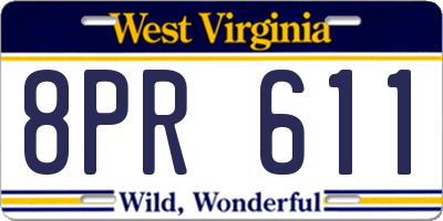 WV license plate 8PR611