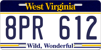 WV license plate 8PR612