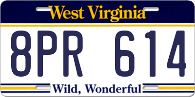 WV license plate 8PR614