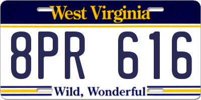 WV license plate 8PR616