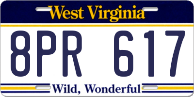 WV license plate 8PR617