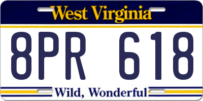 WV license plate 8PR618