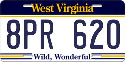 WV license plate 8PR620