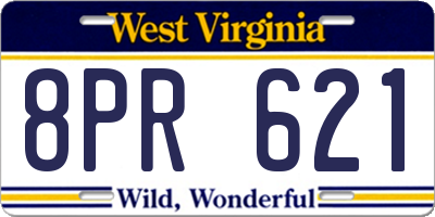 WV license plate 8PR621