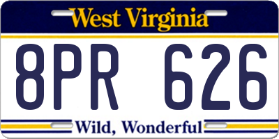 WV license plate 8PR626