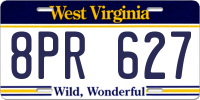 WV license plate 8PR627