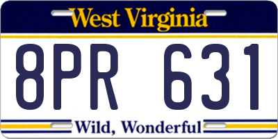 WV license plate 8PR631