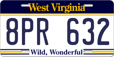 WV license plate 8PR632