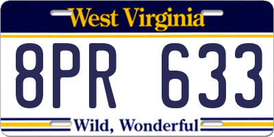 WV license plate 8PR633