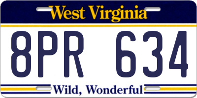 WV license plate 8PR634