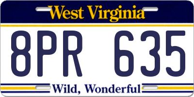 WV license plate 8PR635