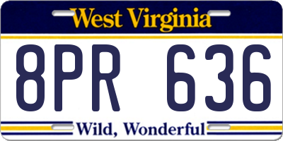 WV license plate 8PR636