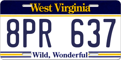 WV license plate 8PR637