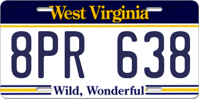 WV license plate 8PR638