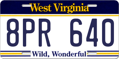 WV license plate 8PR640