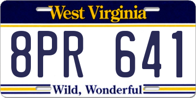 WV license plate 8PR641
